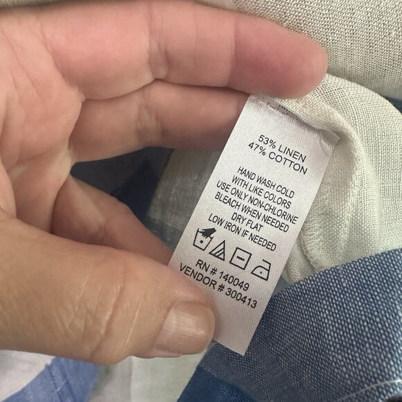 Chadwicks Of Boston Tunic Top L Linen Blend Sleeveless Half Button Plaid Summer - Picture 7 of 10